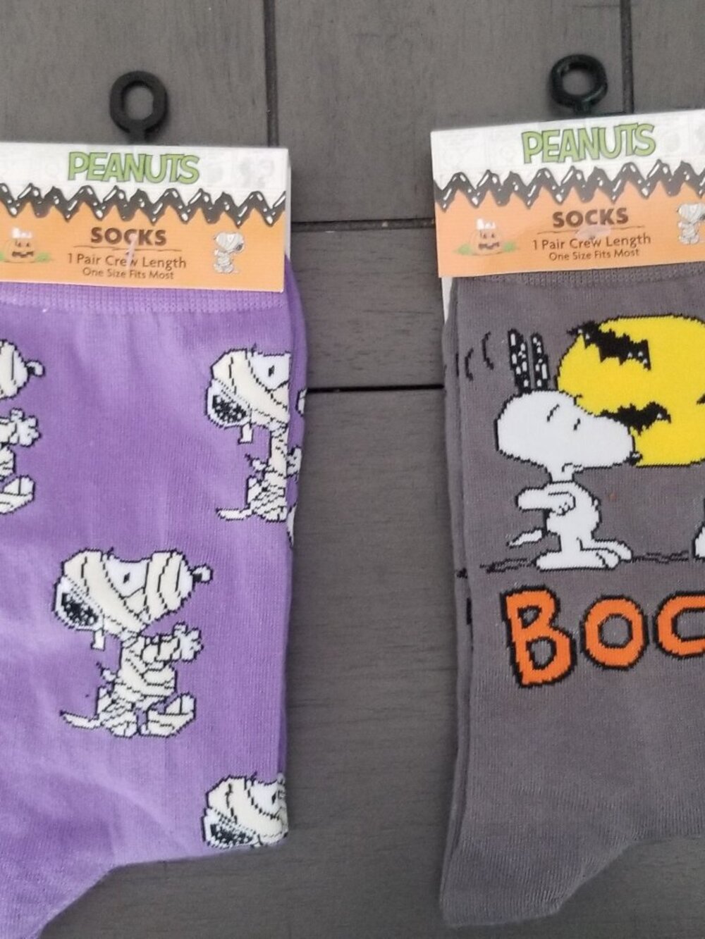 Peanuts Snoopy Halloween Ghost & Mummy Novelty Crew Socks Bundle